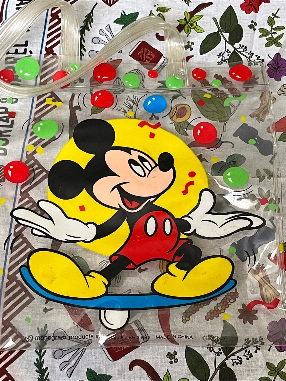 Disney Clear Mickey Mouse Tote Bag - Yellow, Red, Blue & Green Accents